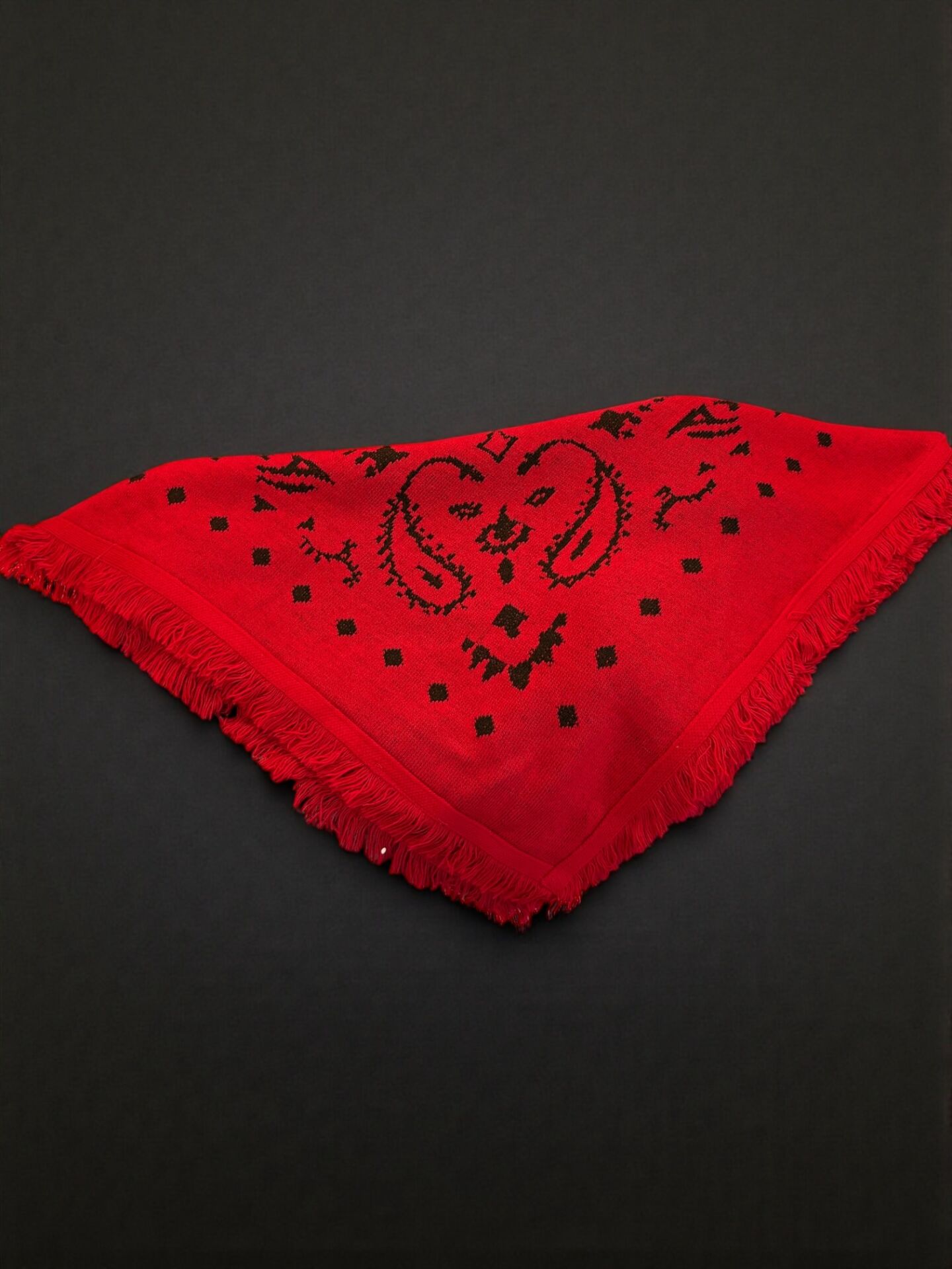 Desenli Triko Şal Kırmızı Siyah