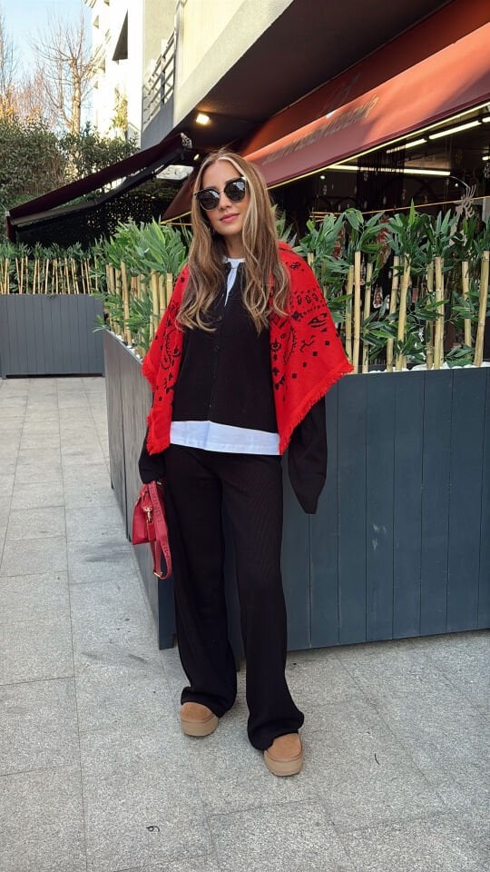 Düğmeli Triko Hırka Pantolon Takım Siyah(DEVAMI YOKTUR)