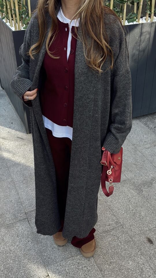 Uzun Triko Hırka Antrasit