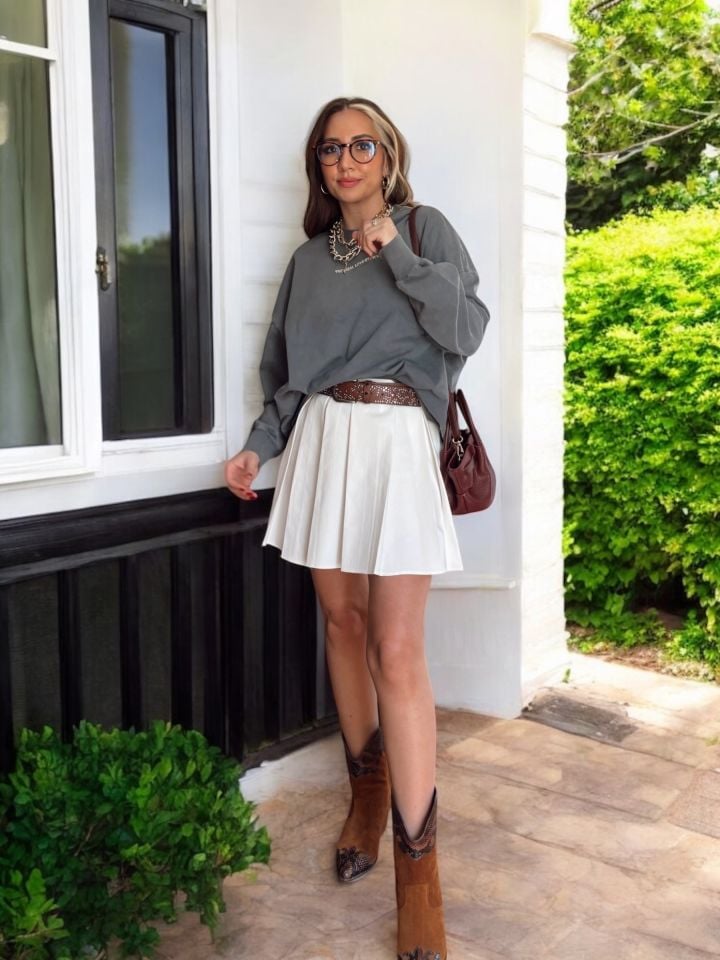 Premium Sırtı Taşlı Gri Sweathirt