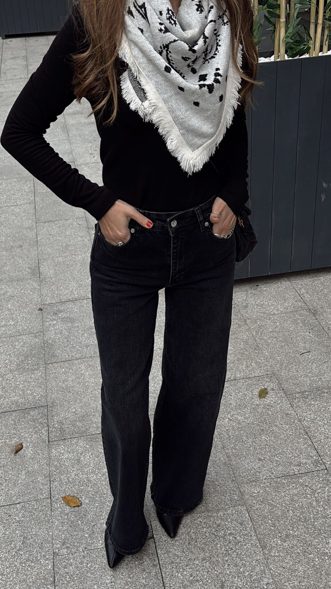 Wide Leg Jean Pantolon Koyu Antrasit