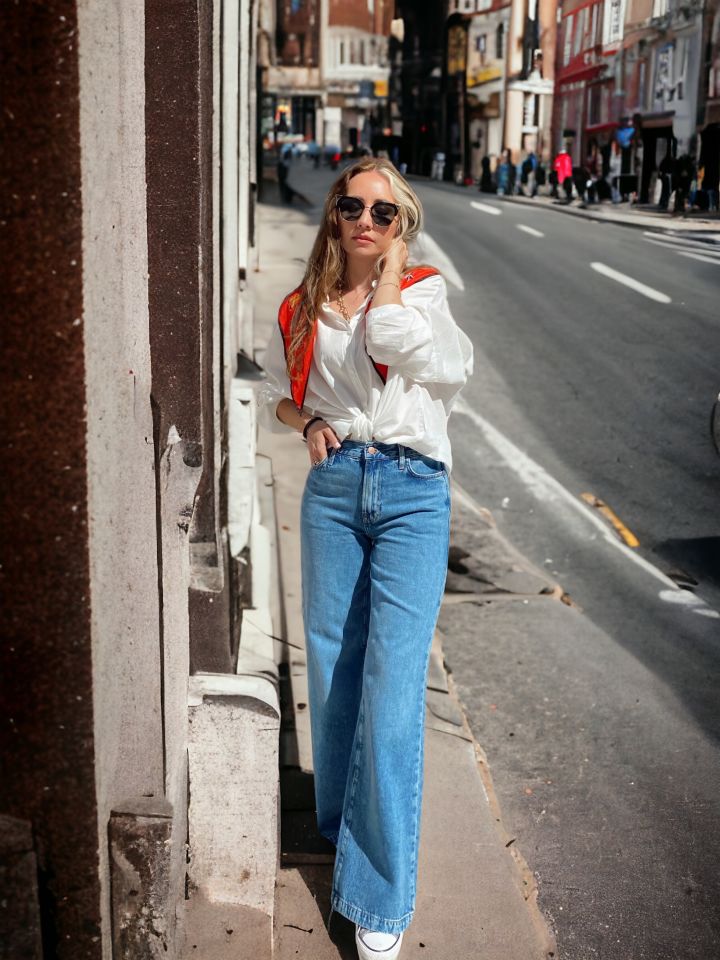 Yüksek Bel Wide Leg Jean Pantolon