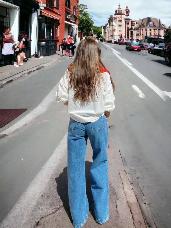 Yüksek Bel Wide Leg Jean Pantolon