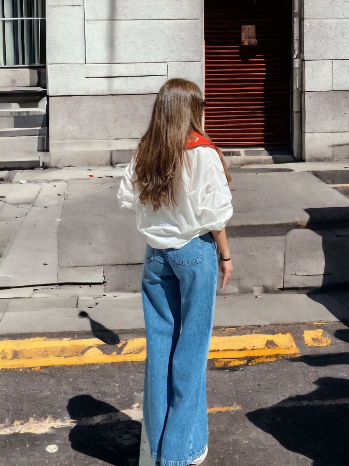 Yüksek Bel Wide Leg Jean Pantolon