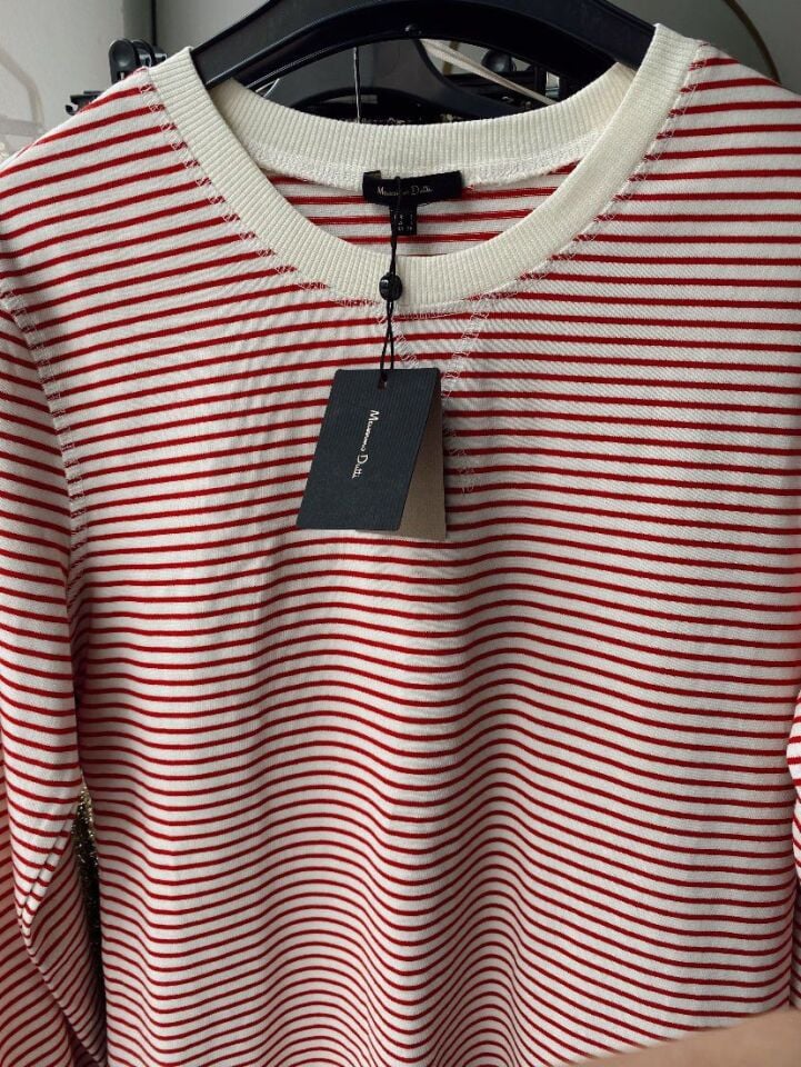 Massi Çizgili Sweatshirt Kırmızı