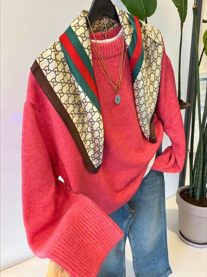 Şeker Pembe Premium Oversize Kazak