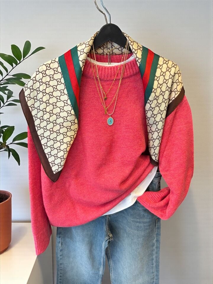 Şeker Pembe Premium Oversize Kazak