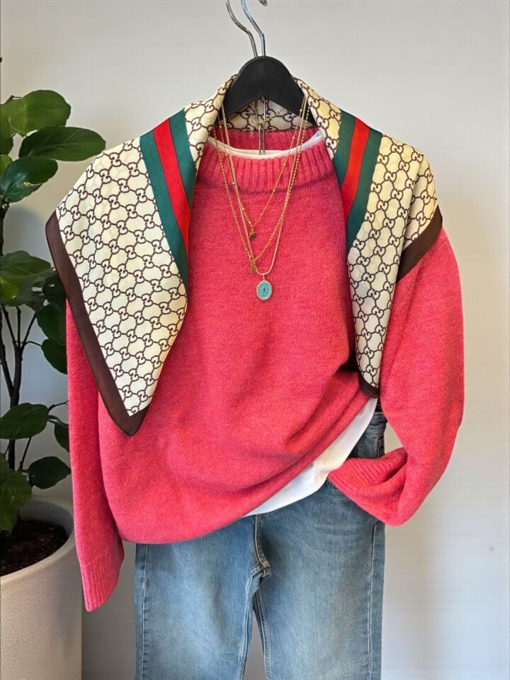 Şeker Pembe Premium Oversize Kazak