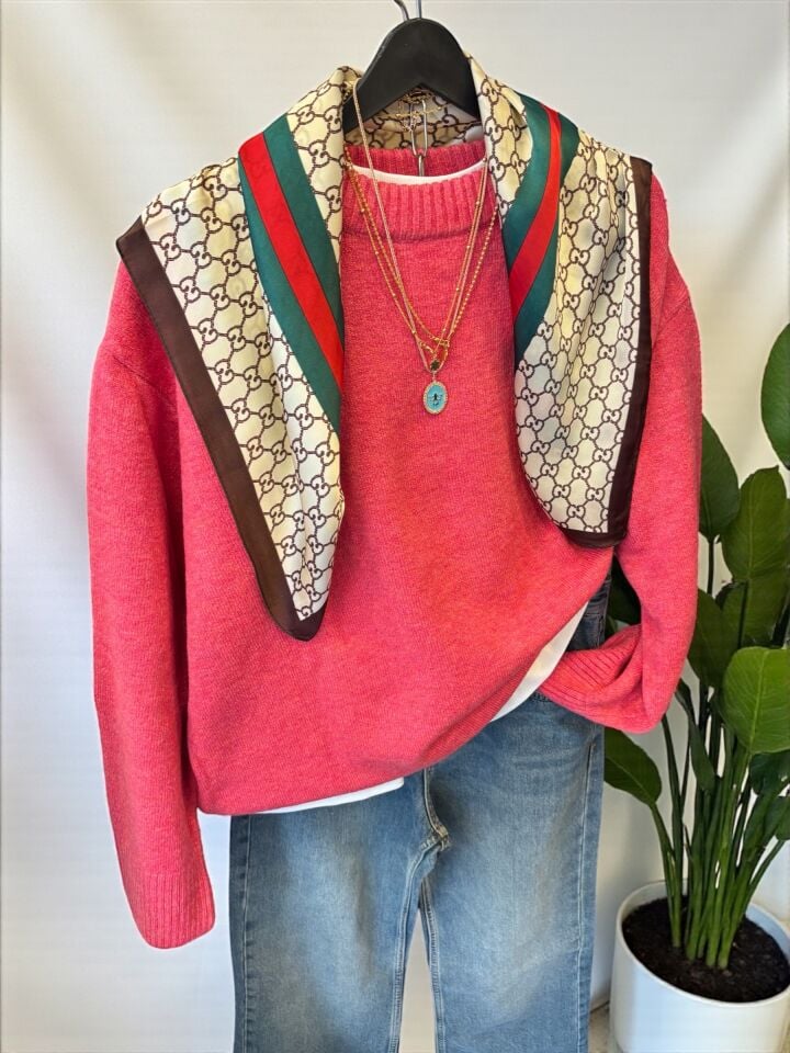 Şeker Pembe Premium Oversize Kazak