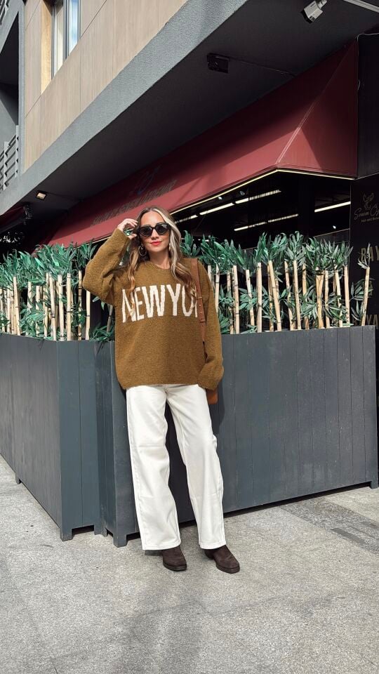 Newyork Oversize Kazak Zeytin Yeşili