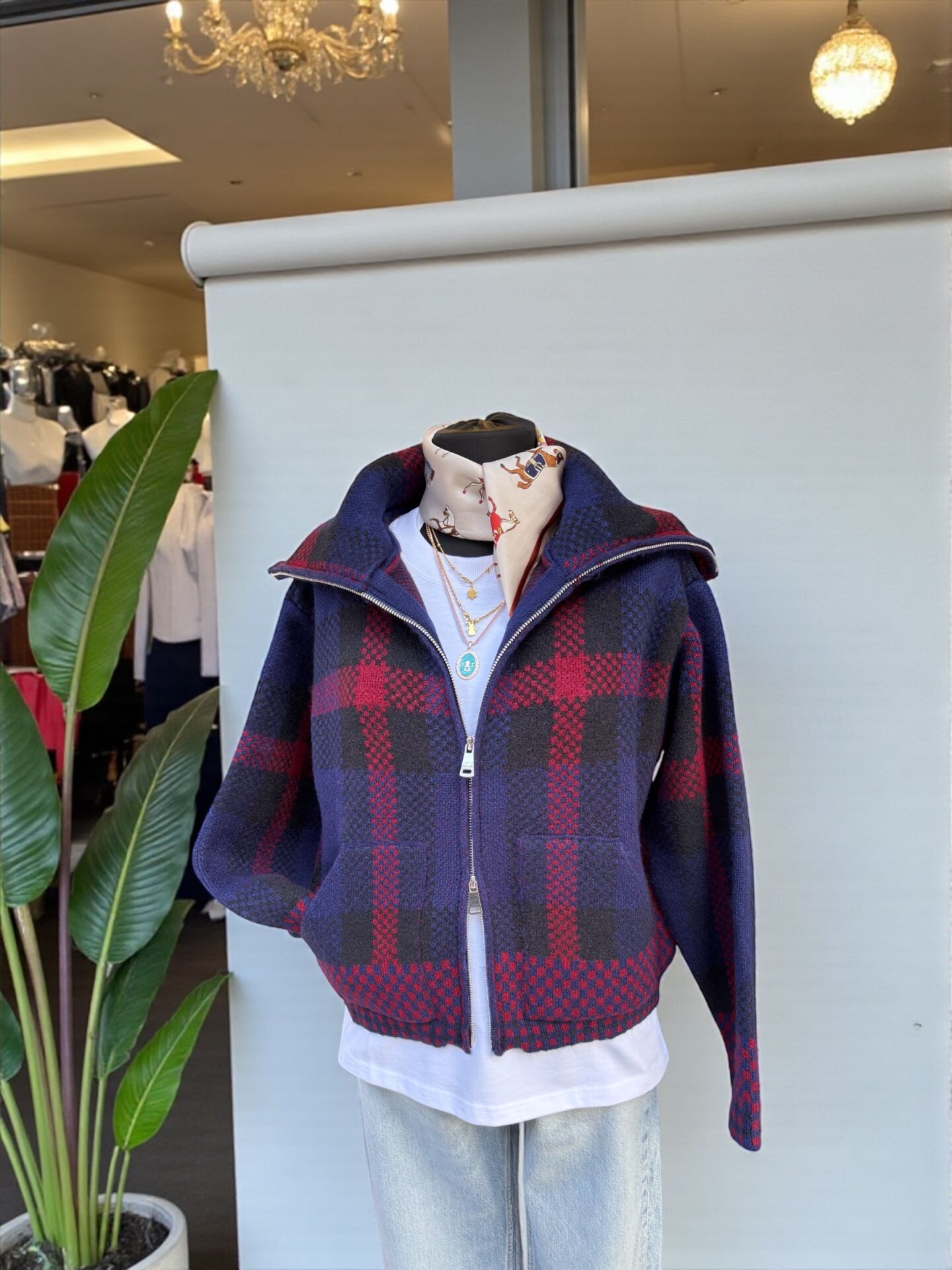 Premium Ekose Desen Yünlü Ceket Hırka