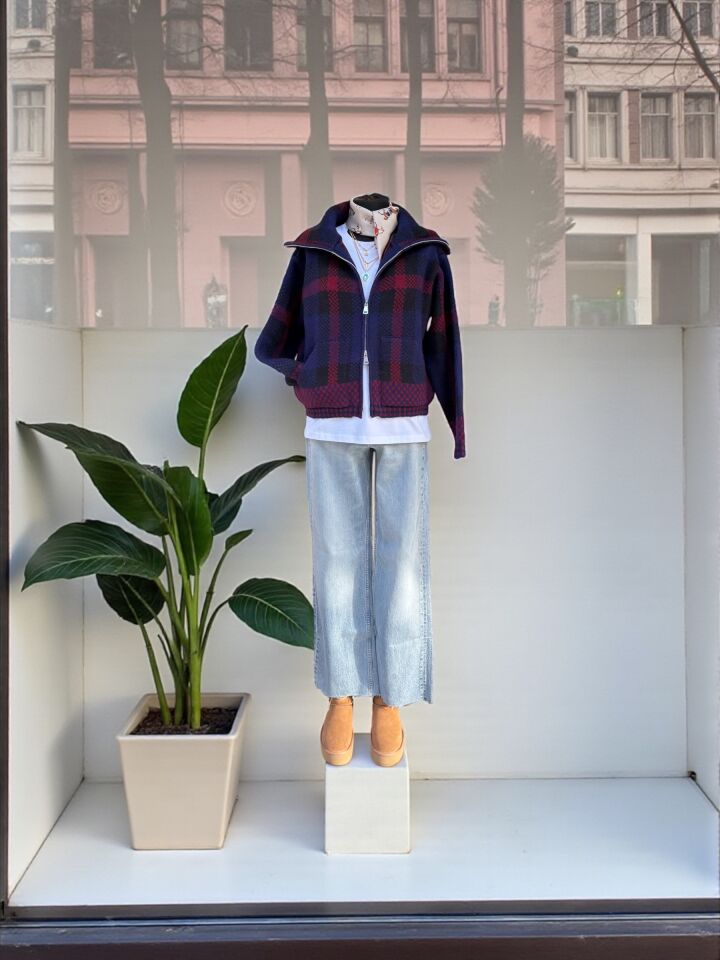 Premium Ekose Desen Yünlü Ceket Hırka