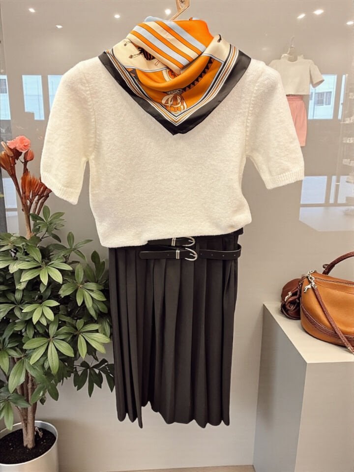 Işıltılı Kısa Kol Triko Kazak Beyaz