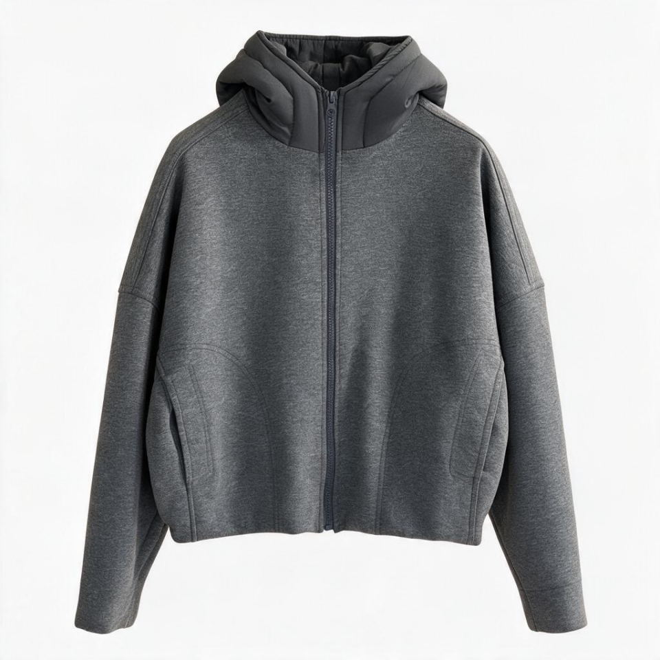 Marka Modeli Kapüşonlu Sweatshirt Gri Melanj