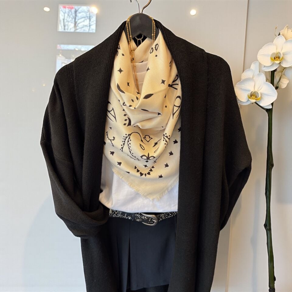 Etnik Desenli Şal Ekru