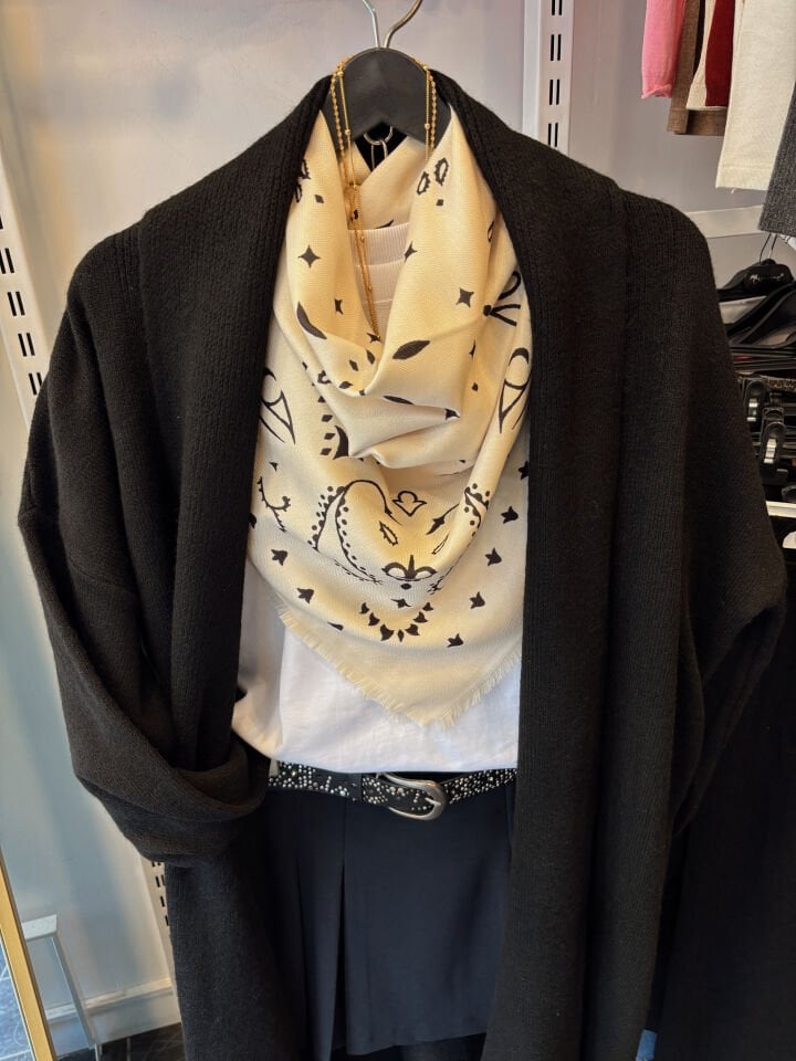 Etnik Desenli Şal Ekru