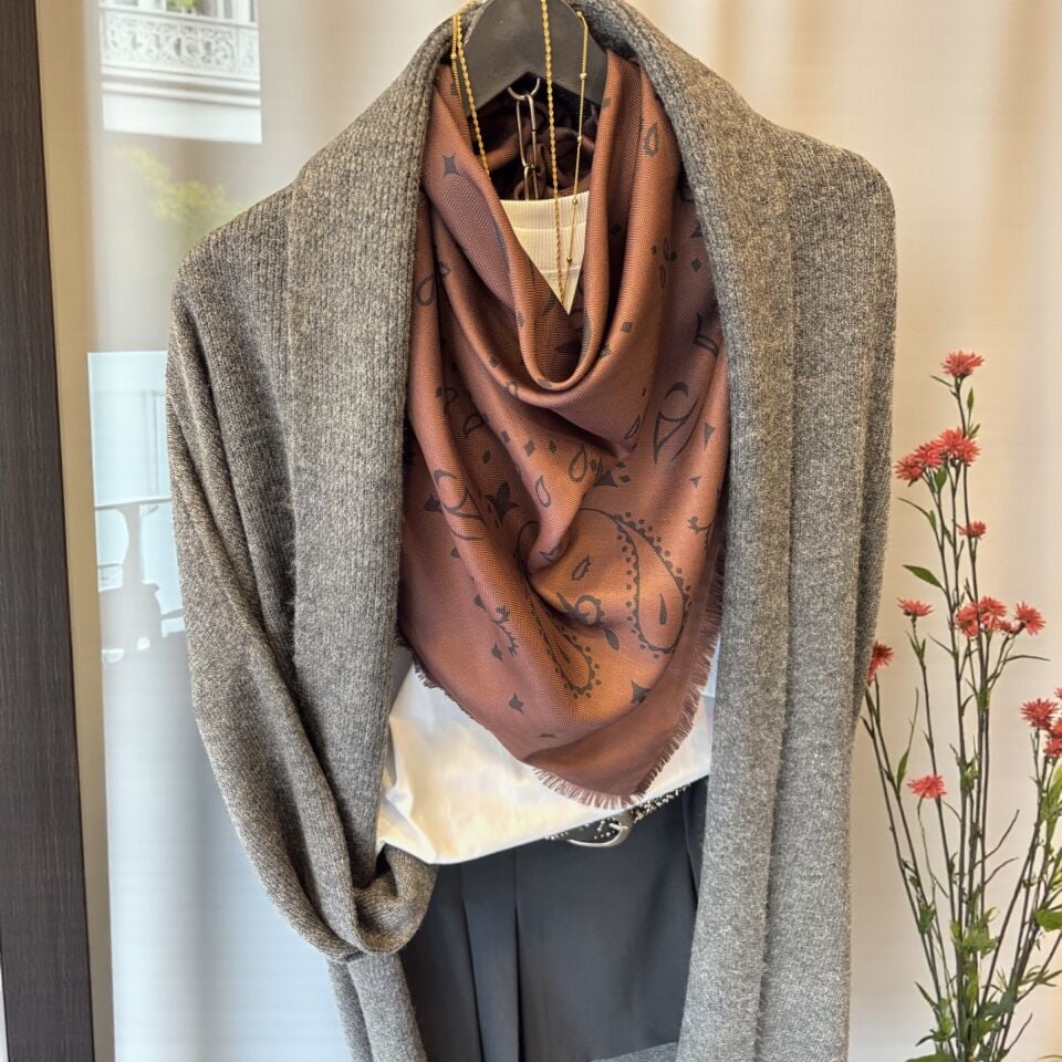 Etnik Desenli Şal Acı Kahve
