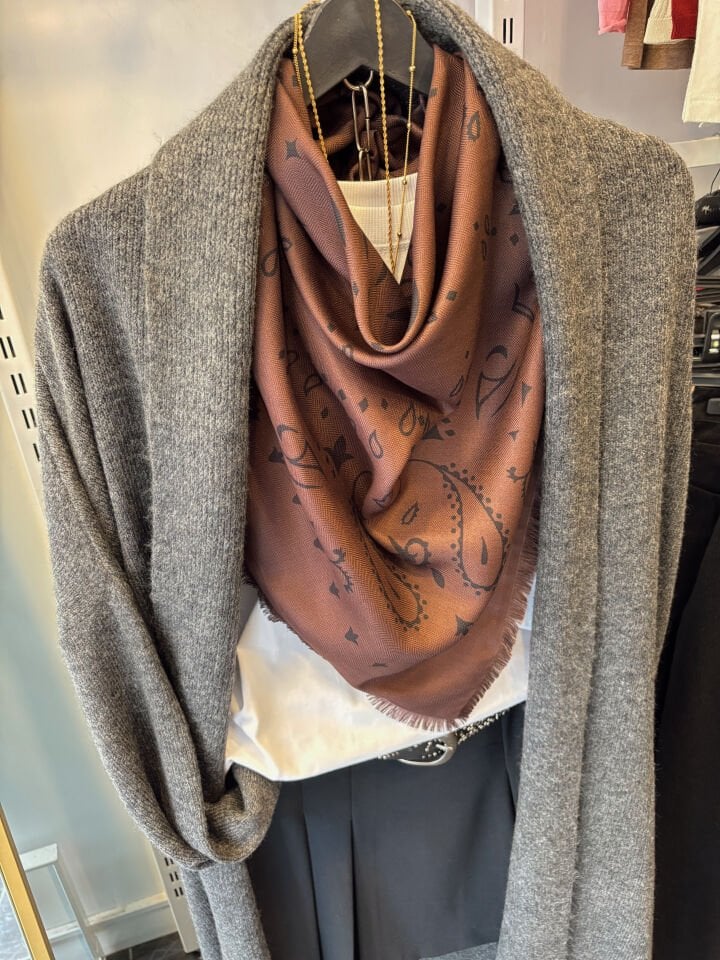 Etnik Desenli Şal Acı Kahve