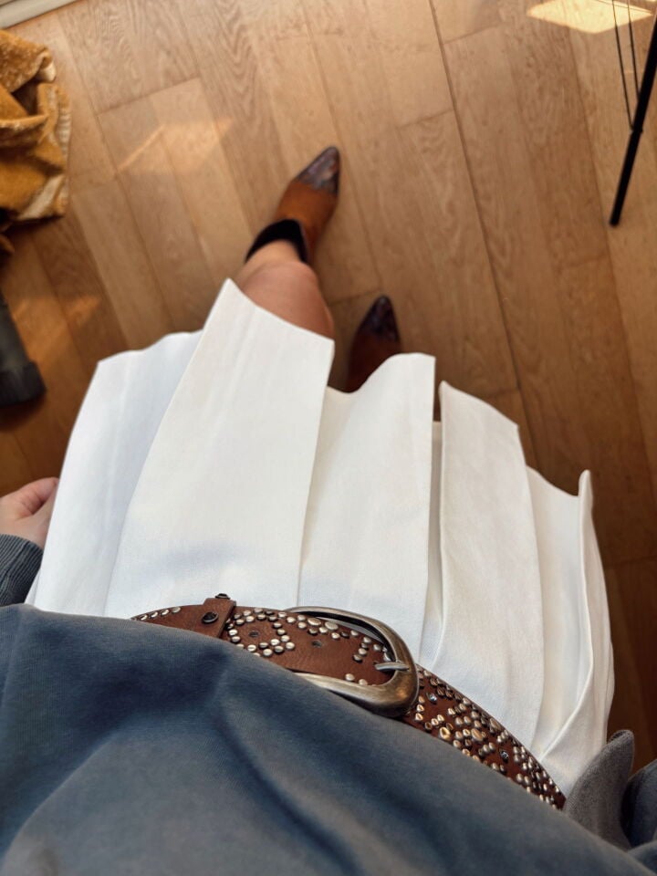 Metal Taş Tasarımlı Kahve Kemer