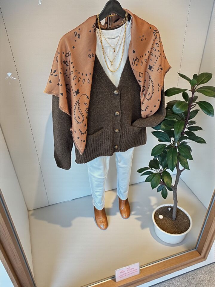 Yumuşak Dokulu Düğmeli Hırka Acı Kahve