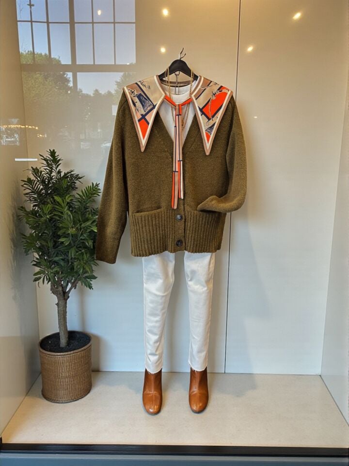 Yumuşak Dokulu Düğmeli Hırka Yağ Yeşili