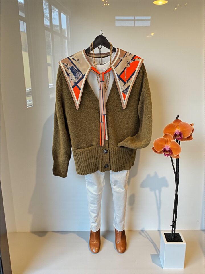 Yumuşak Dokulu Düğmeli Hırka Yağ Yeşili