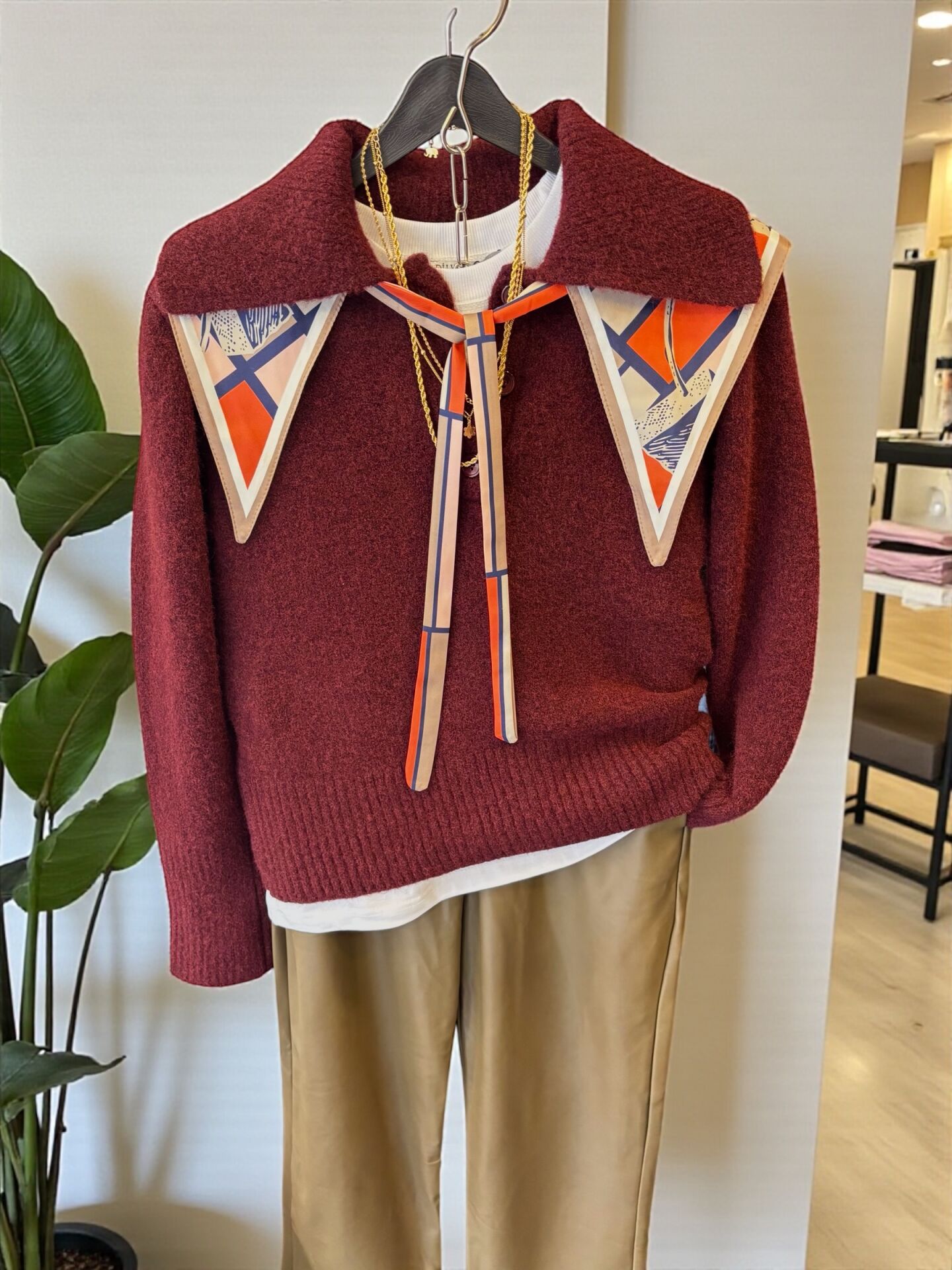 Yumuşak Dokulu Polo Yaka Kazak Bordo