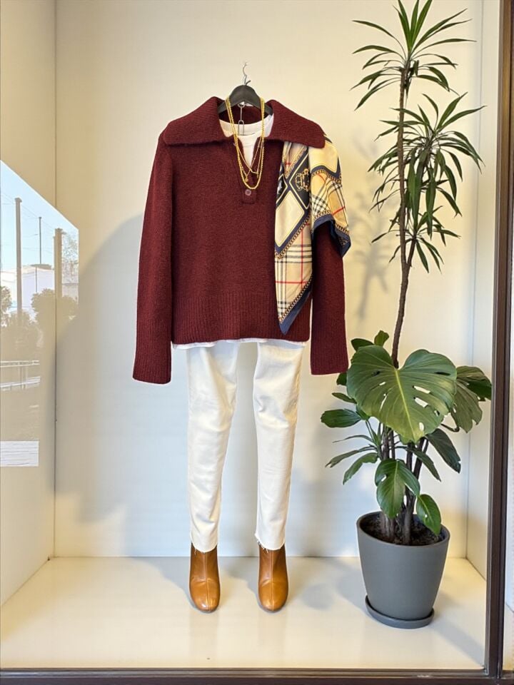 Yumuşak Dokulu Polo Yaka Kazak Bordo