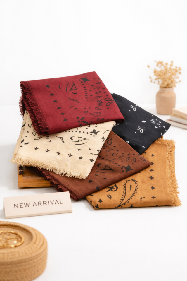 Etnik Desenli Şal Bordo