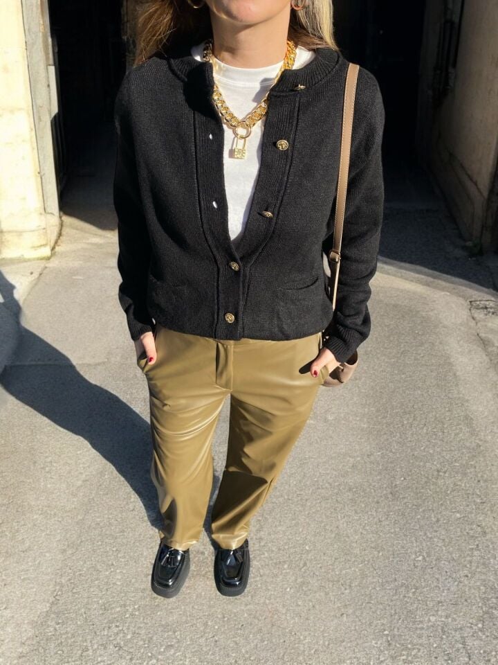 Suni Deri Straight Pantolon Haki