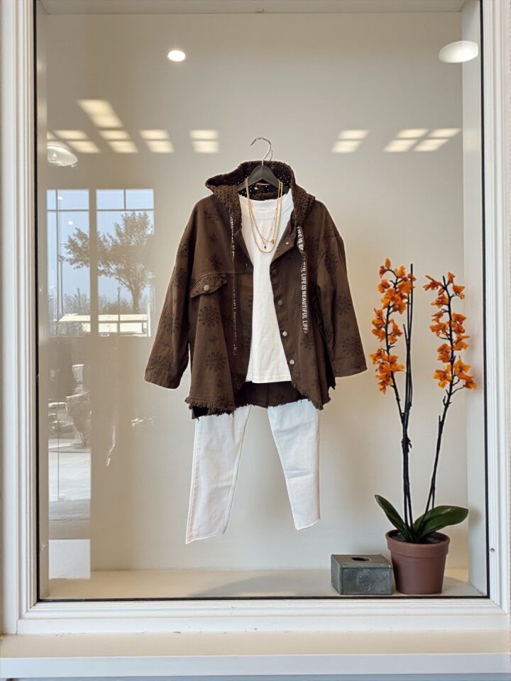 İthal Tasarım Çıtçıtlı Ceket Acı Kahve