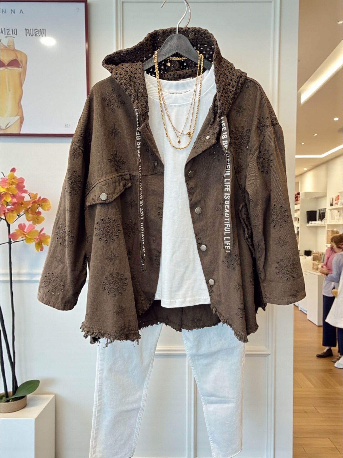 İthal Tasarım Çıtçıtlı Ceket Acı Kahve