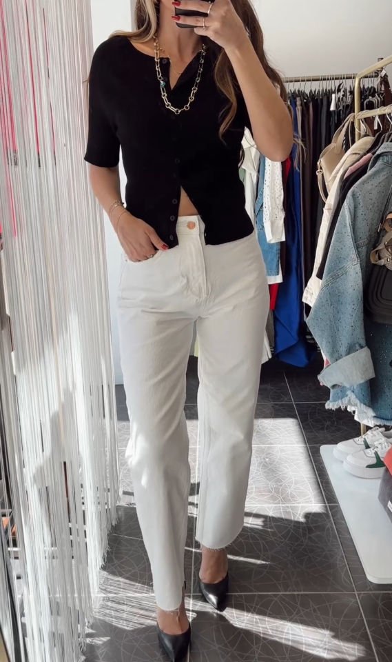 Yüksek Bel Likralı Boy Fit Beyaz Jean