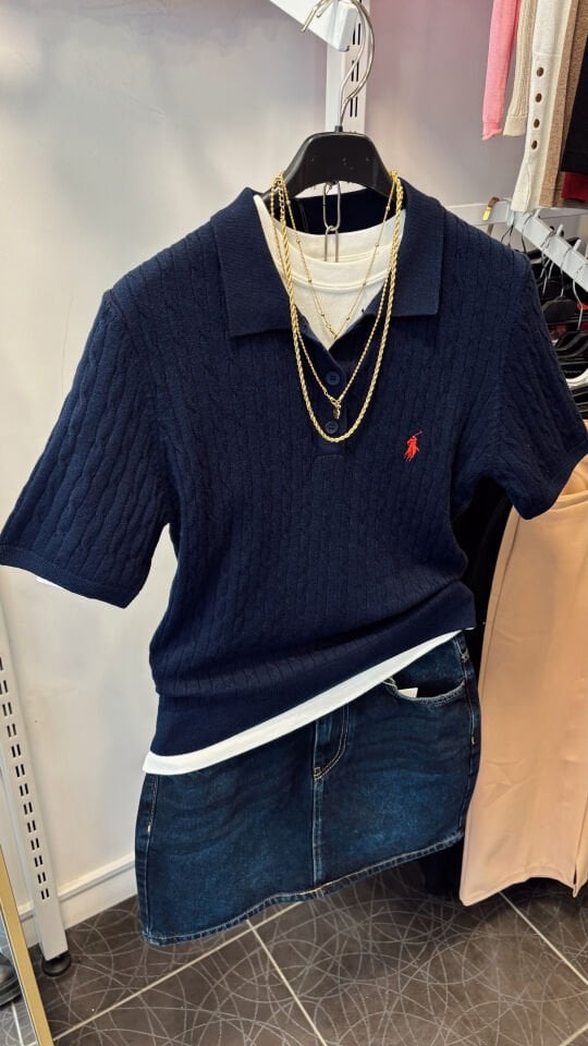 Polo Yaka Kısa Kol Triko Lacivert