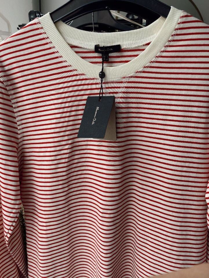 Massi Çizgili Sweatshirt Kırmızı