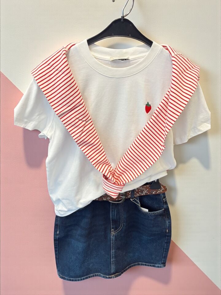 Massi Çizgili Sweatshirt Kırmızı