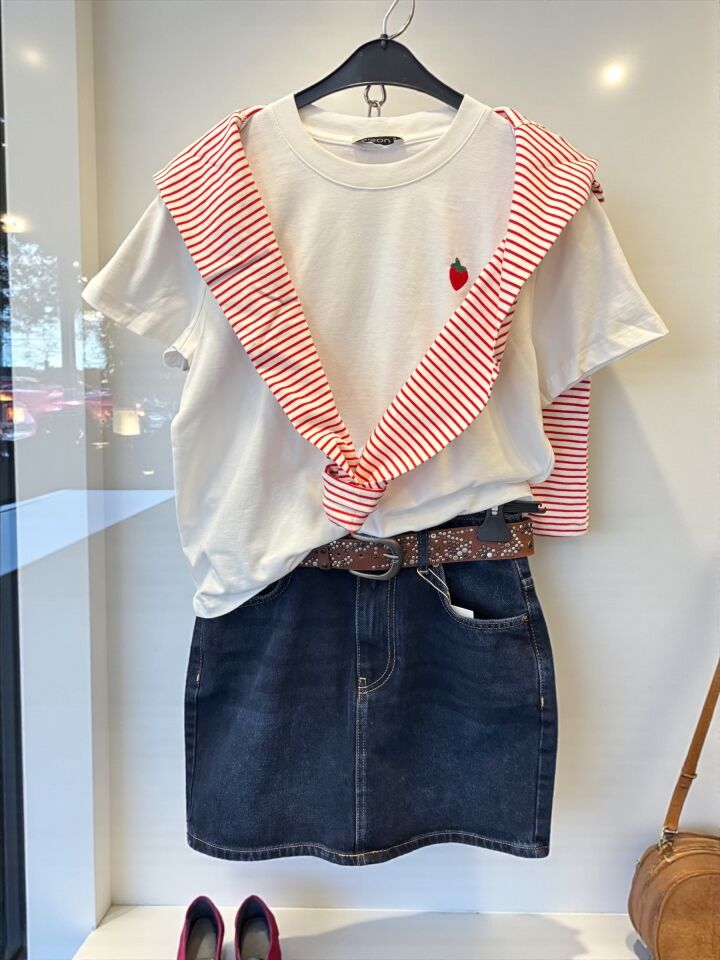 Massi Çizgili Sweatshirt Kırmızı