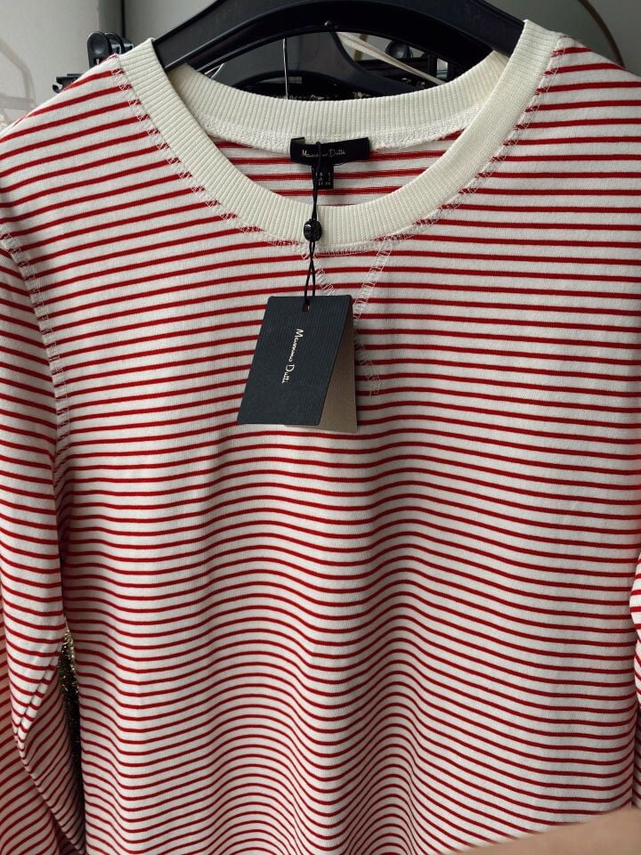 Massi Çizgili Sweatshirt Kırmızı