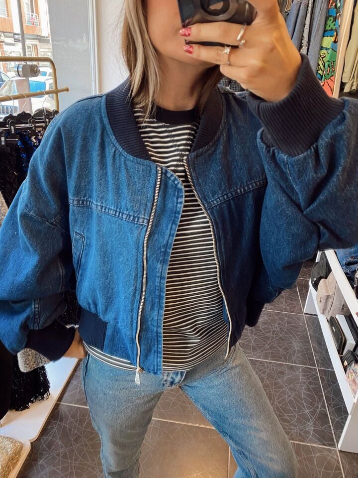 Massi Çizgili Sweatshirt Lacivert