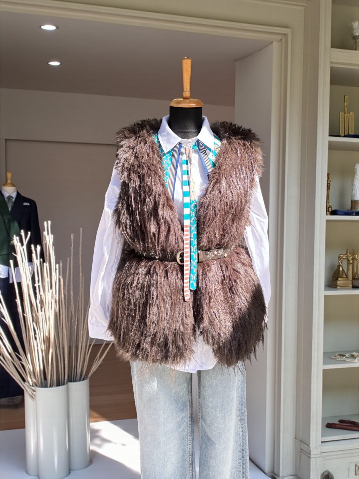 İthal Kürk Yelek Acı Kahve