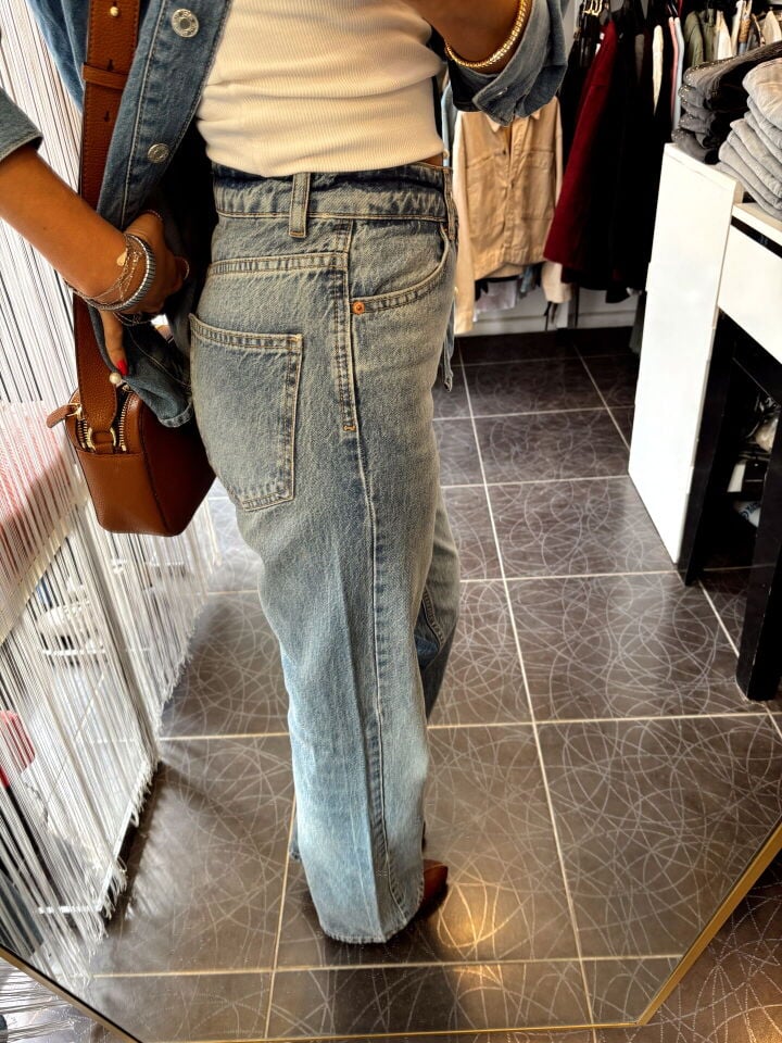 Orj. ZR Straight Fit Yüksek Bel Mavi Jean Pantolon